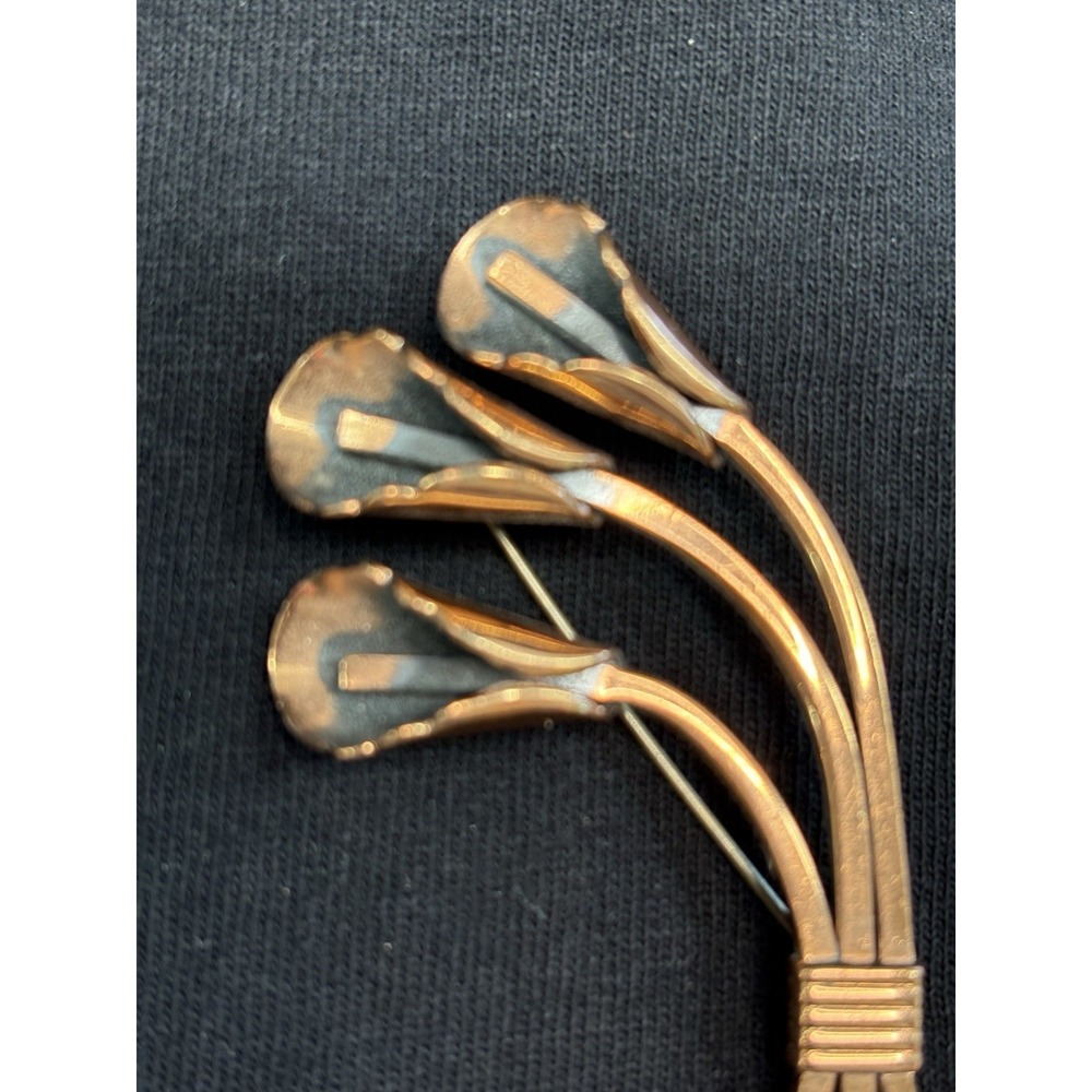 Vintage Matisse Renoir Calla Lily Copper Brooch 3 1/8" long - Beautiful MCM - Picture 3 of 5